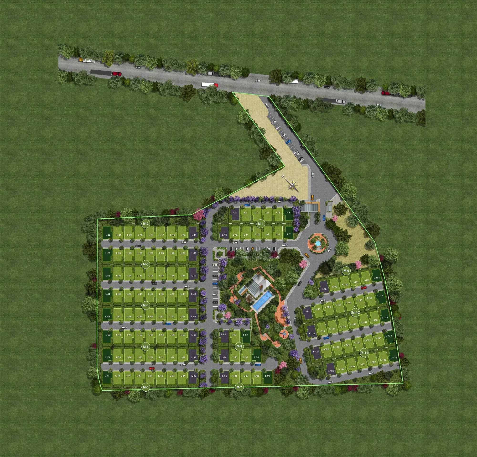 Vista del proyecto con casas La Trinidad